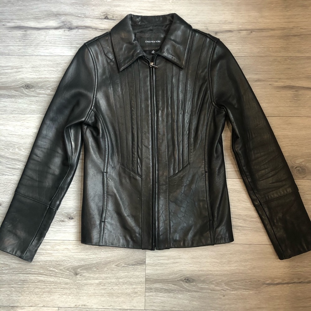 Jones New York Black Leather Jacket